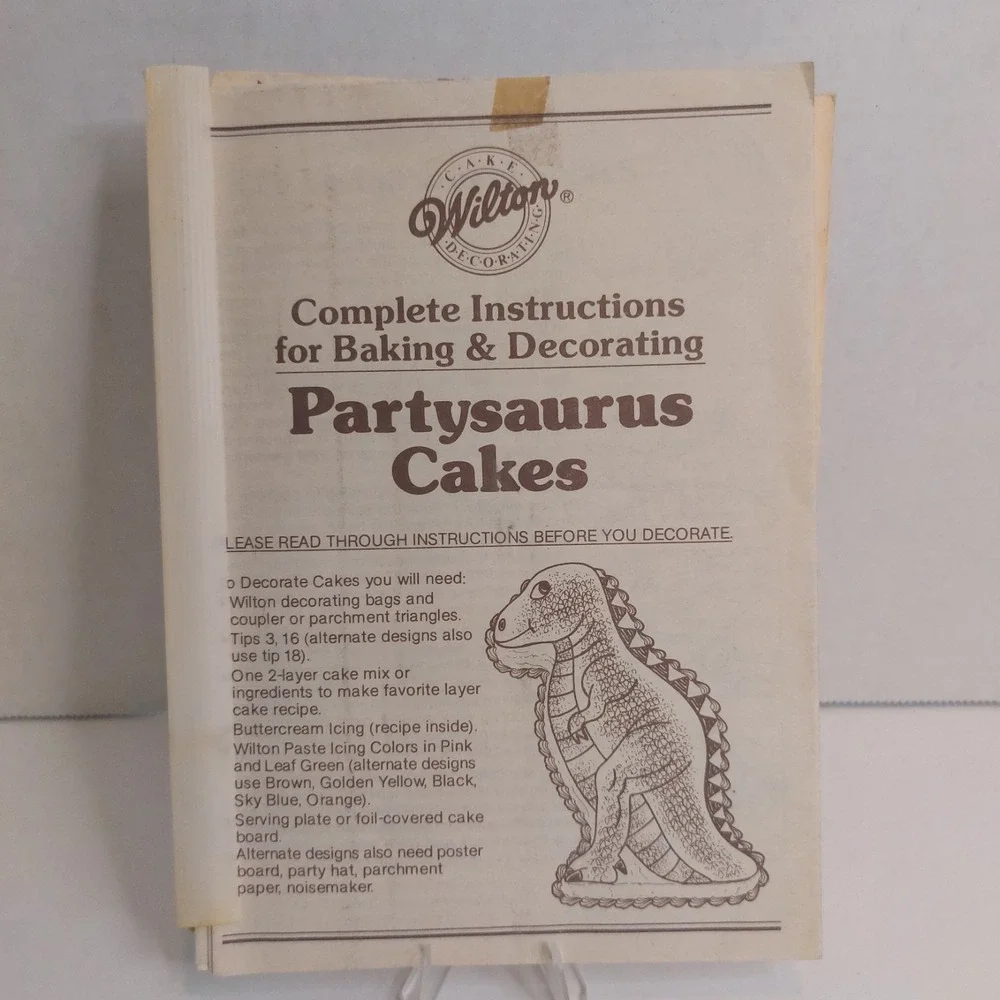 Vintage Wilton Partysaurus Cake Instructions Booklet Dinosaur Decorating